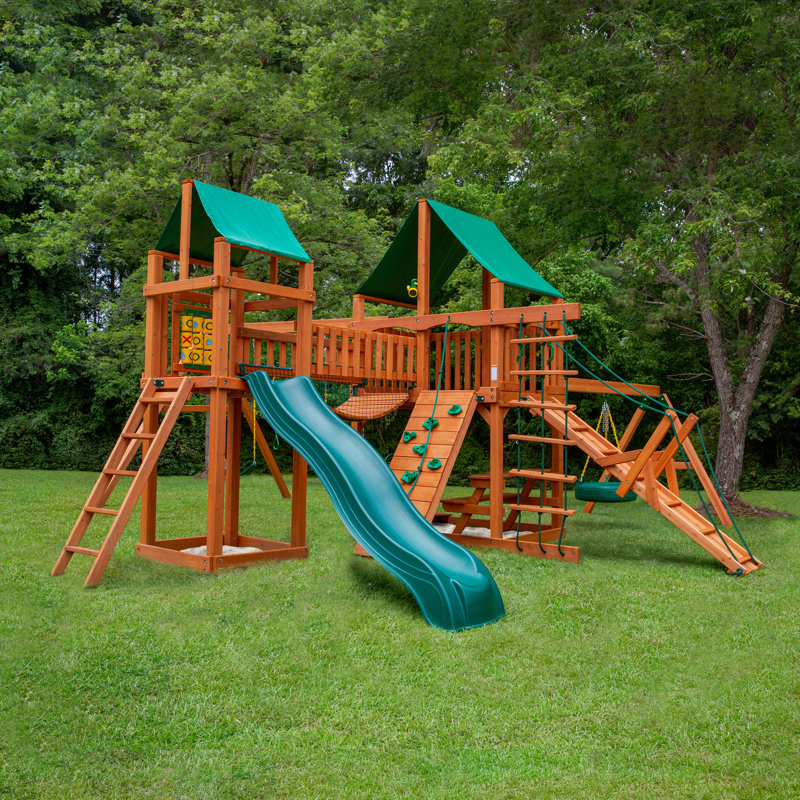Gorilla Playsets Pioneer Peak Swing Set with Canopy Roof & Reviews